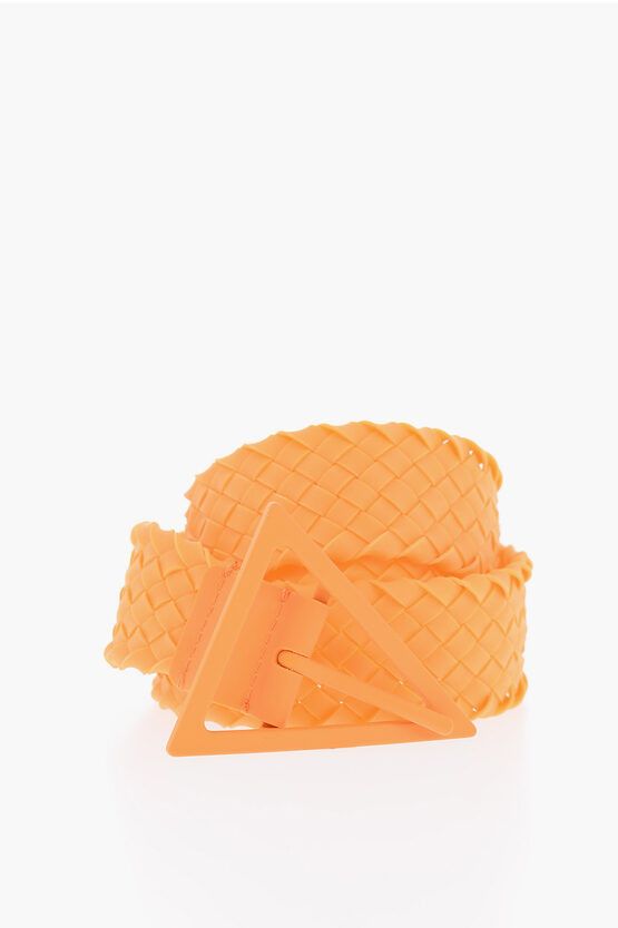 Bottega Veneta Braided-Rubber Triangle Belt in orange Size ONE SIZE - 1 Thumbnail