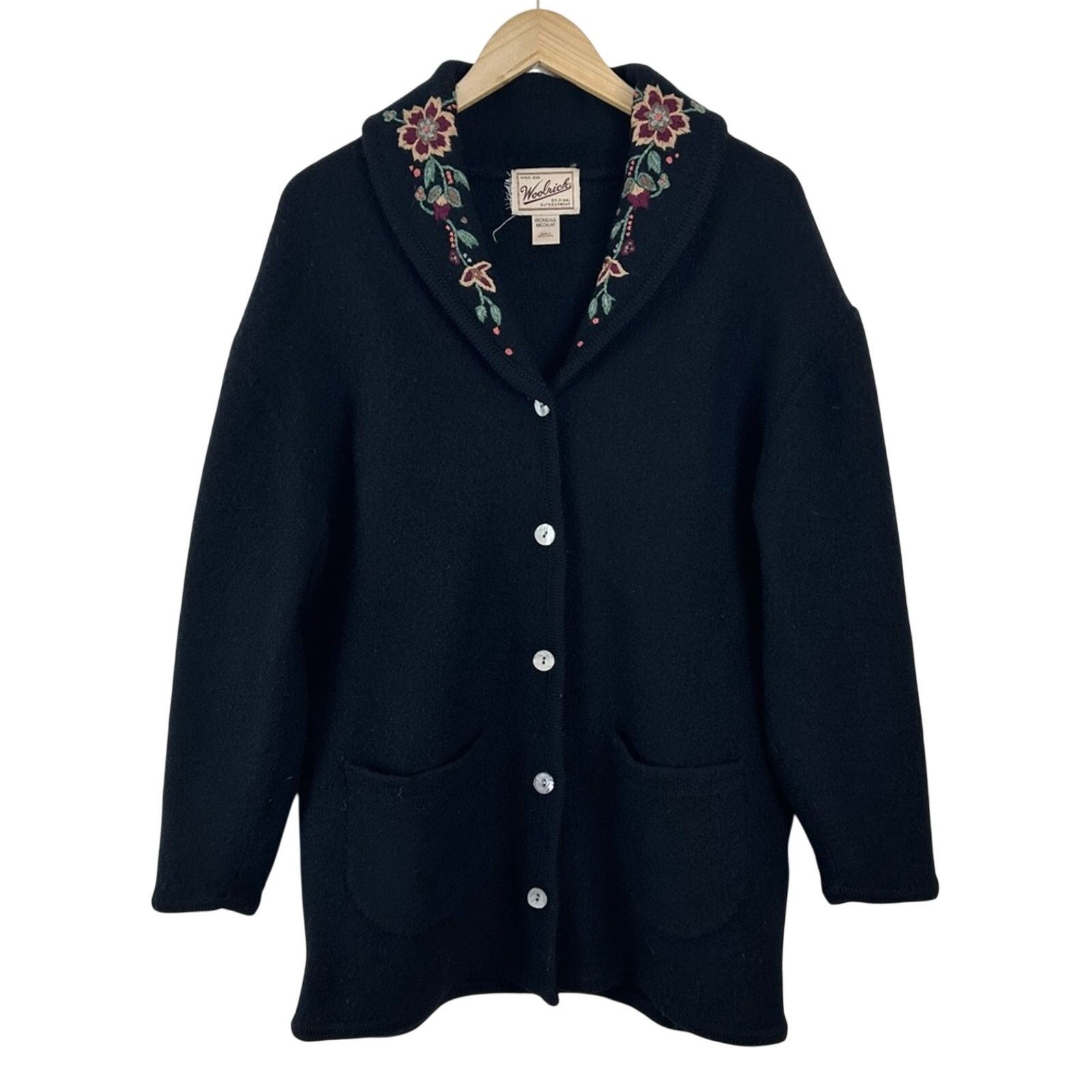 Woolrich Woolen Mills Vintage Woolrich Wool Cardigan Sweater Coat Embroidered Size M / US 6-8 / IT 42-44 - 1 Thumbnail