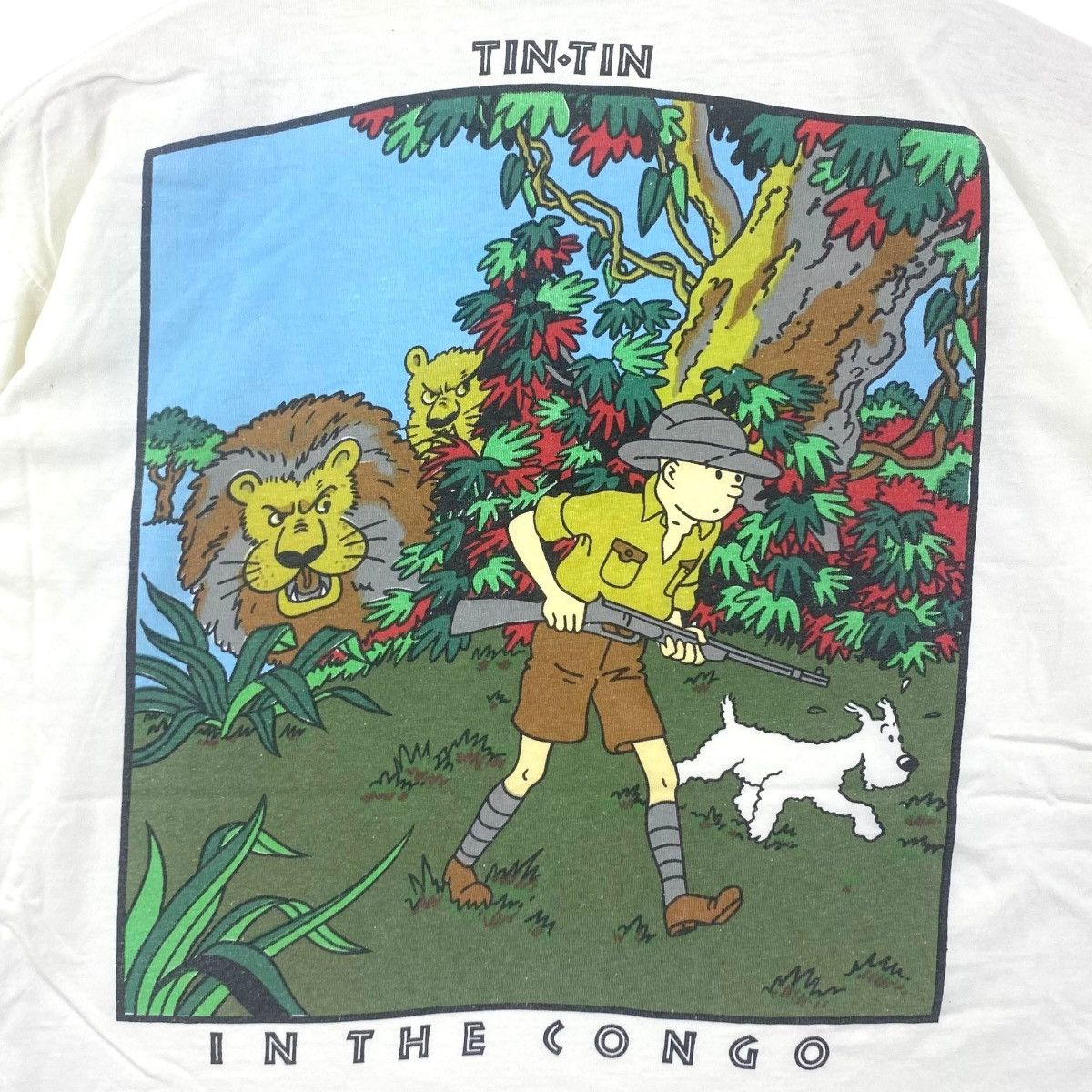 Vintage Vintage THE ADVENTURES OF TINTIN Congo Movie Tee Shirt Size US M / EU 48-50 / 2 - 5 Thumbnail