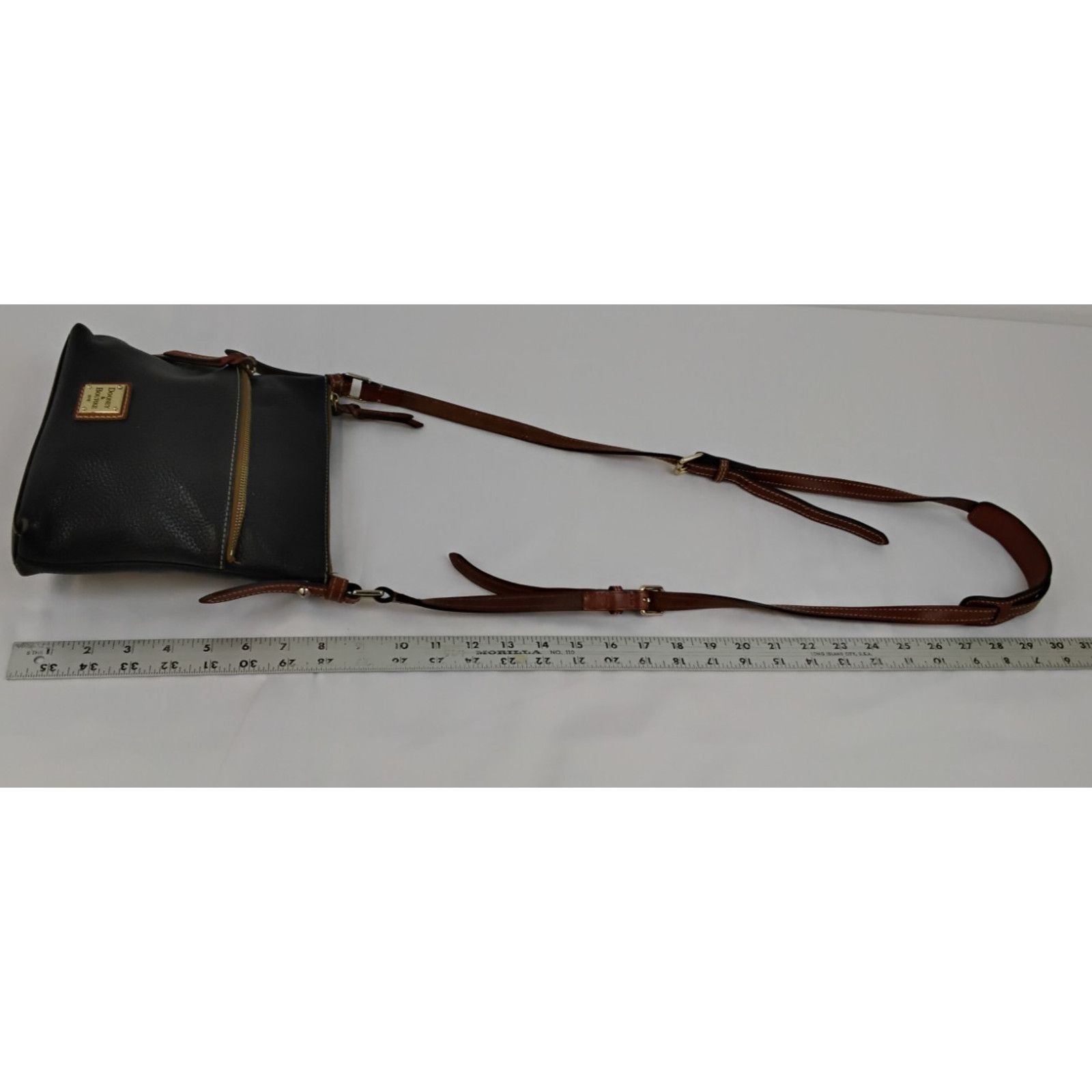 Dooney & Bourke Dooney & Bourke Crossbody Purse Black Leather Brown Trim Size ONE SIZE - 17 Thumbnail