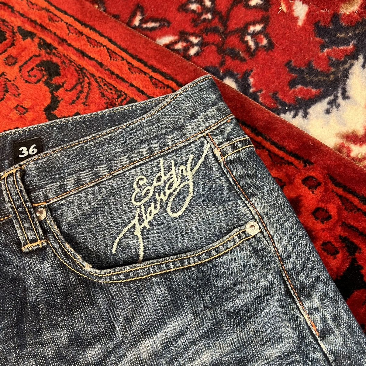 Ed Hardy Ed Hardy Denim Y2K Shorts NYC Skull Snake Tattoo Embroidery Size US 36 / EU 52 - 9 Thumbnail