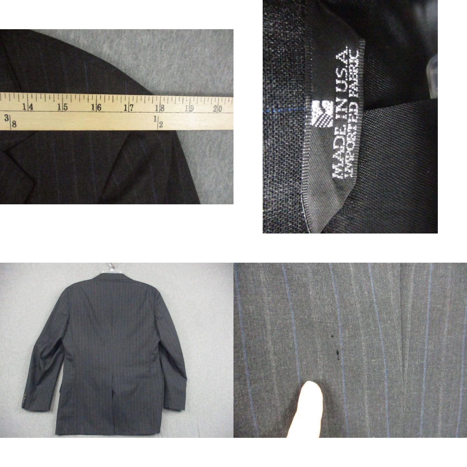 Ralph Lauren Polo University Club Blazer Mens 42L Wool Pinstripe Charcoal Gray Sport Coat 2 Piece Long Business Formal Size US XL / EU 56 / 4 - 9 Thumbnail