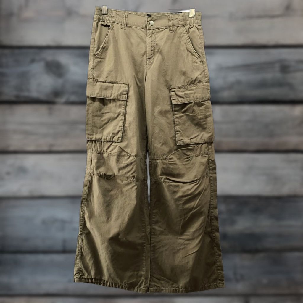 H&M H&M Baggy Cargo Pants Womens 2 Army Green Cotton Elastic Waist Loose Wide Leg Size 26" / US 2 / IT 38 - 1 Thumbnail