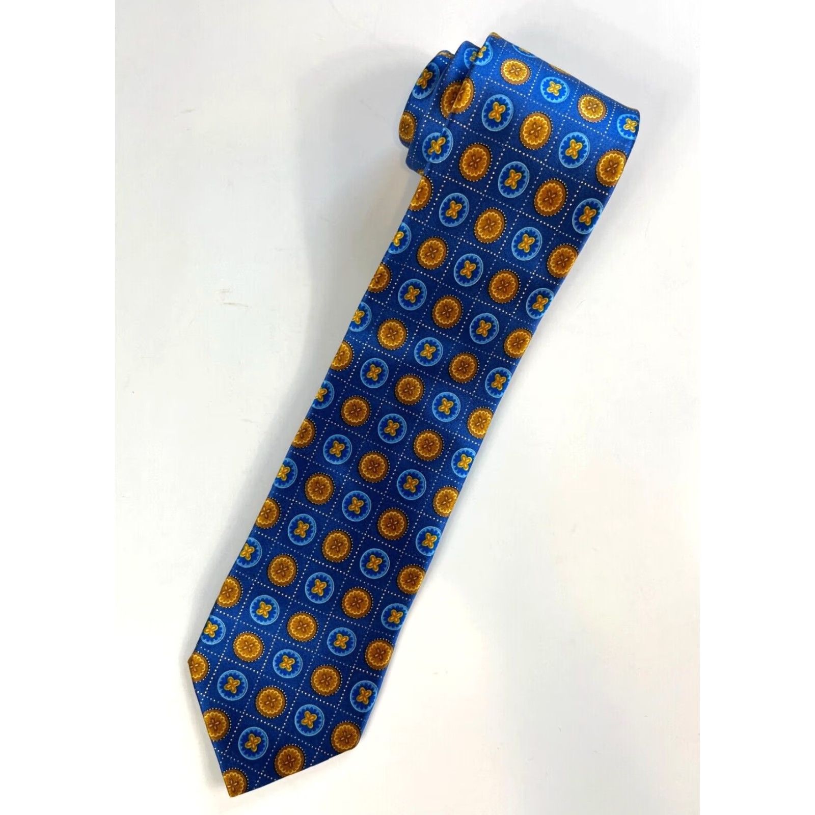 Ermenegildo Zegna VINTAGE Ermenegildo Zegna Men's Silk Tie Blue Geometric 100% Silk Made in Italy 59.25" 3 3/8" Length Width Dress Designer Tie Men’s Health? Size ONE SIZE - 2 Thumbnail