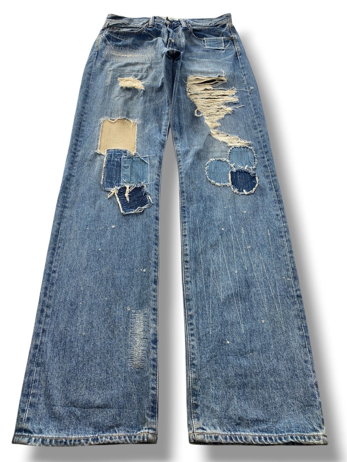 Avirex Avirex Distressed Patch Work Style Straight Leg Jeans Size US 30 / EU 46 - 1 Thumbnail