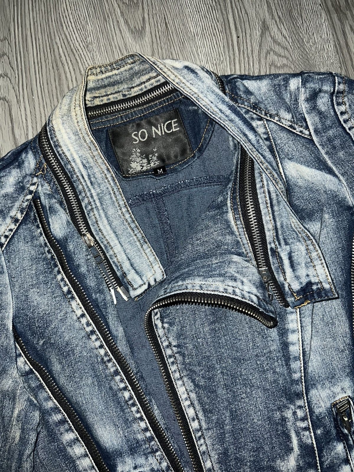 Japanese Brand So Nice Y2k denim moto jacket 🦋🖤 Size M / US 6-8 / IT 42-44 - 9 Thumbnail