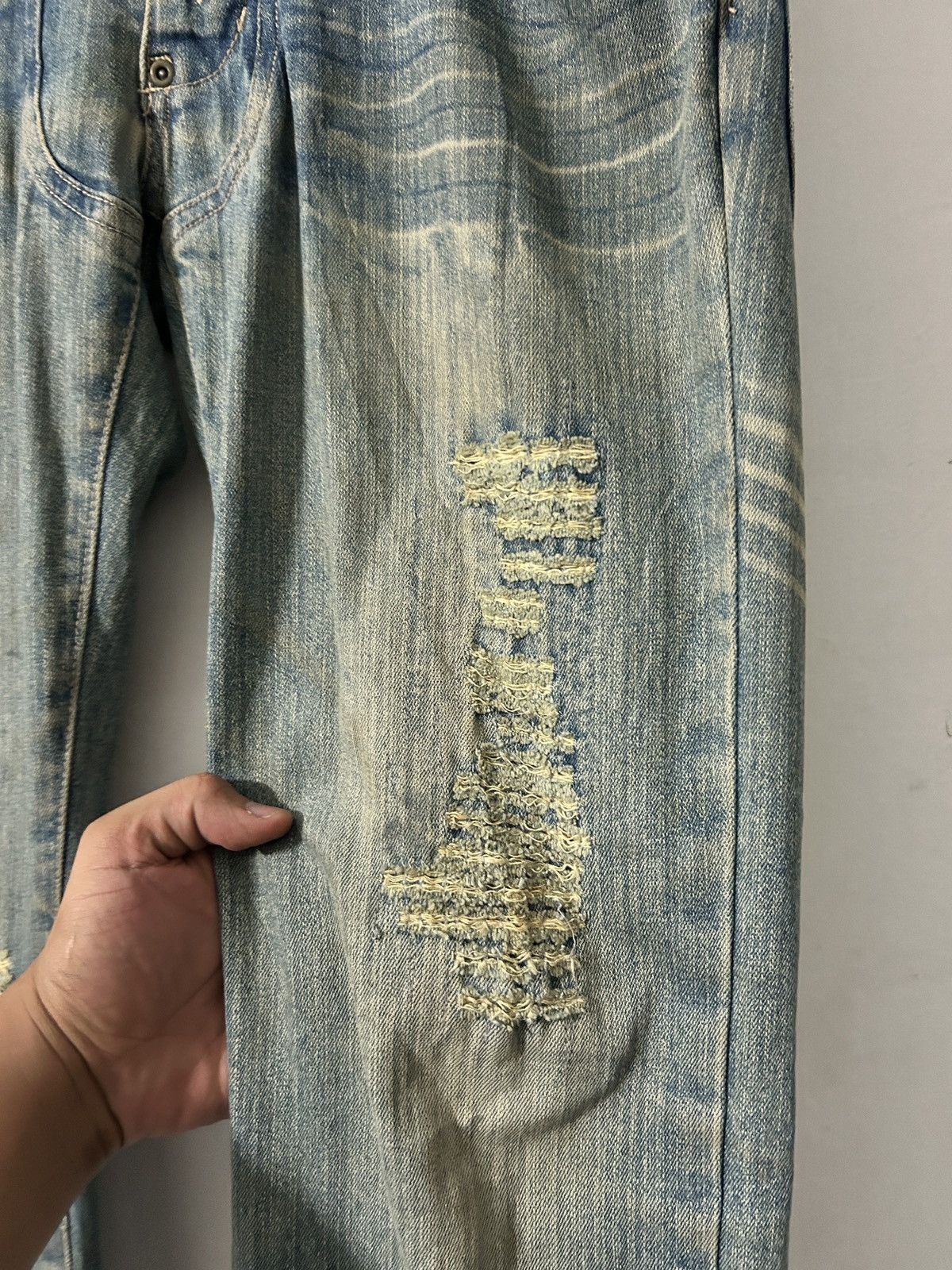 Japanese Brand Gumu international washed double waist jeans Size US 33 - 4 Thumbnail