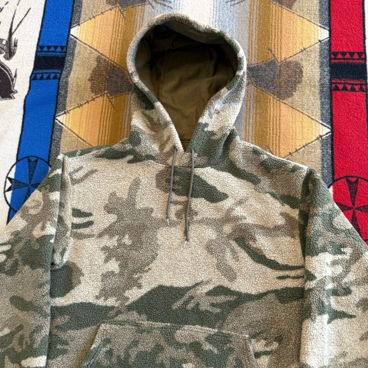 Vintage Cabela's Hoodie Mens M Brown Green Camo Berber Fleece Sweatshirt Hunting Outdoor Camouflage Pullover Long Sleeve Beige Size US M / EU 48-50 / 2 - 6 Thumbnail