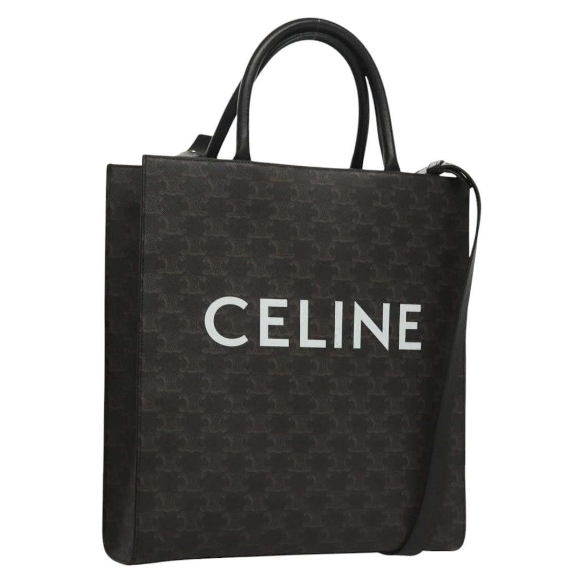 Celine Triomphe Tote Bag Pvc Leather 2Way Black Gold Auth Nb410Am, Women's
