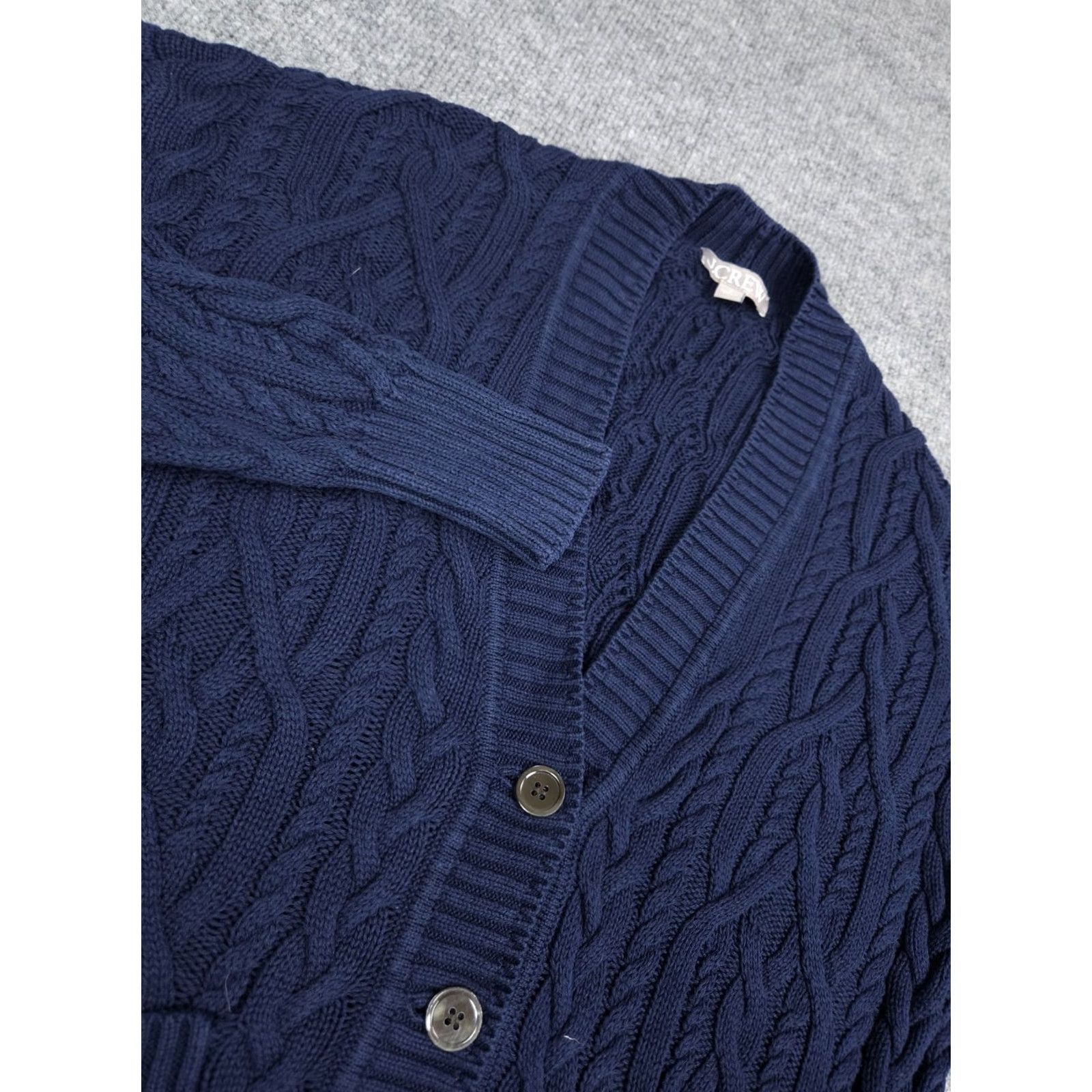 J.Crew J.CREW Cable Knit Cardigan Women's Small Blue Fisherman Knit Button Pockets Size S / US 4 / IT 40 - 3 Thumbnail