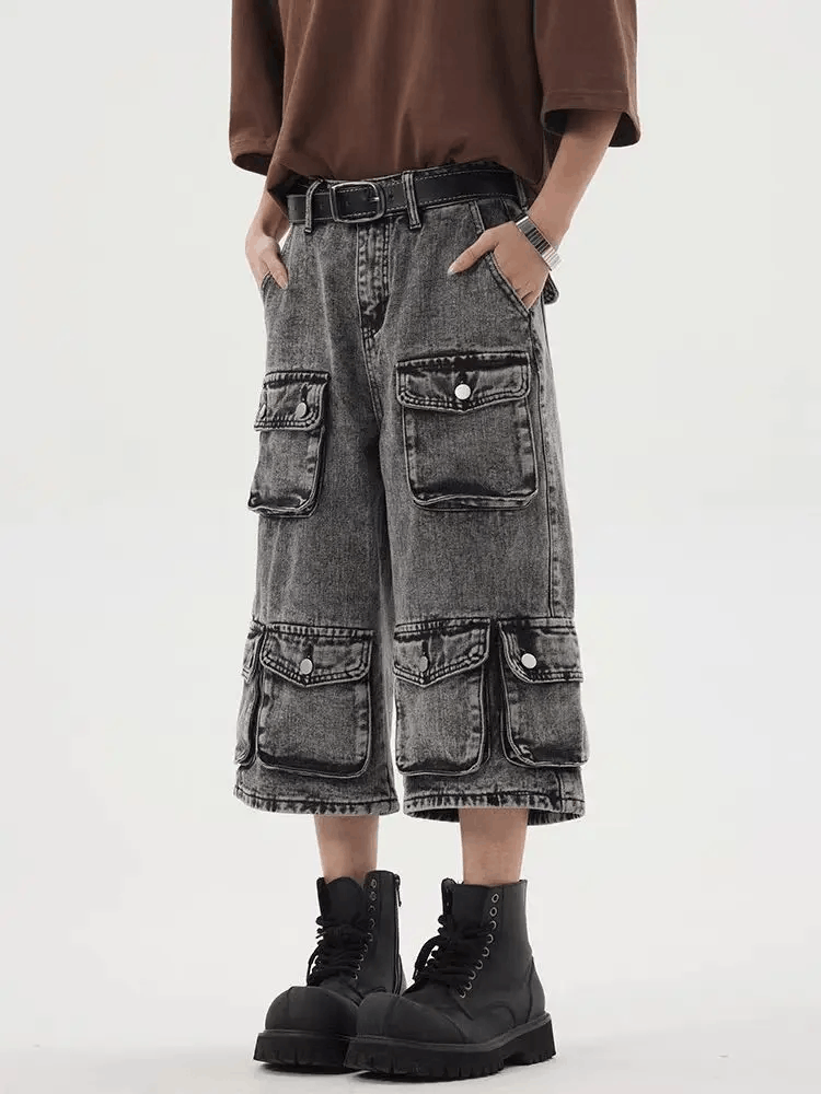 Japanese Brand × Vintage Heavyweight Street Hip Hop Pocket Denim Shorts Size US 34 / EU 50 - 3 Thumbnail