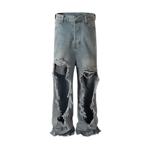 Designer × Japanese Brand × Vintage Vintage Blue Baggy Ripped Hole Jean Size US 33 - 1 Thumbnail