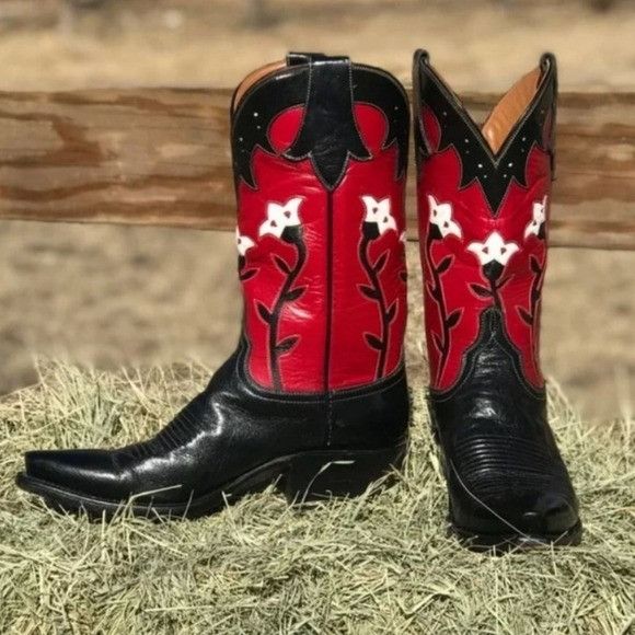image of 90's Y2K Lucchese Marlboro Roadhouse Ramblers Boots in Red, Women's