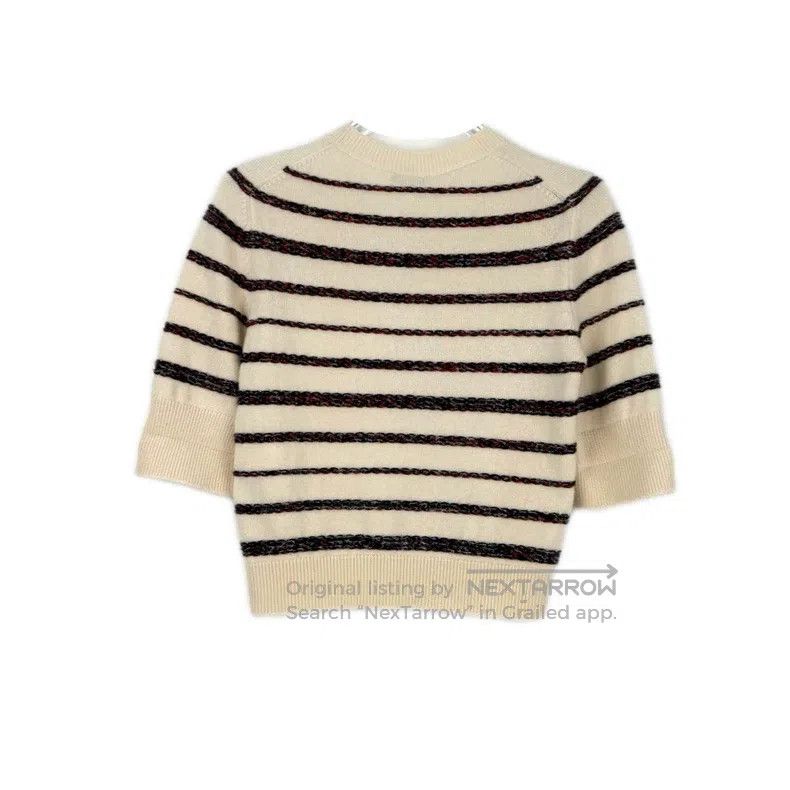 Chanel Chanel Beige striped glitter cashmere sweater Size S / US 4 / IT 40 - 2 Thumbnail