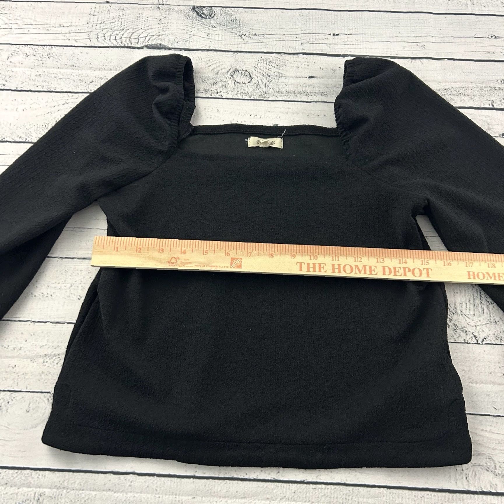 Madewell Madewell Black Puff Sleeve Top Women XS Crepe Square Neck Blouse Long Sleeve Ruffle Shirt Size XS / US 0-2 / IT 36-38 - 4 Thumbnail