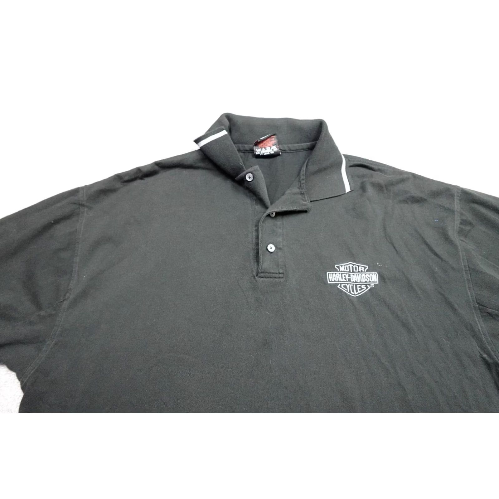 Harley Davidson Vintage Harley-Davidson Polo Mens XL Black Motorcycle Logo Polo Shirt Short Sleeve Golf Casual Distressed Style Mens Size US XL / EU 56 / 4 - 2 Thumbnail
