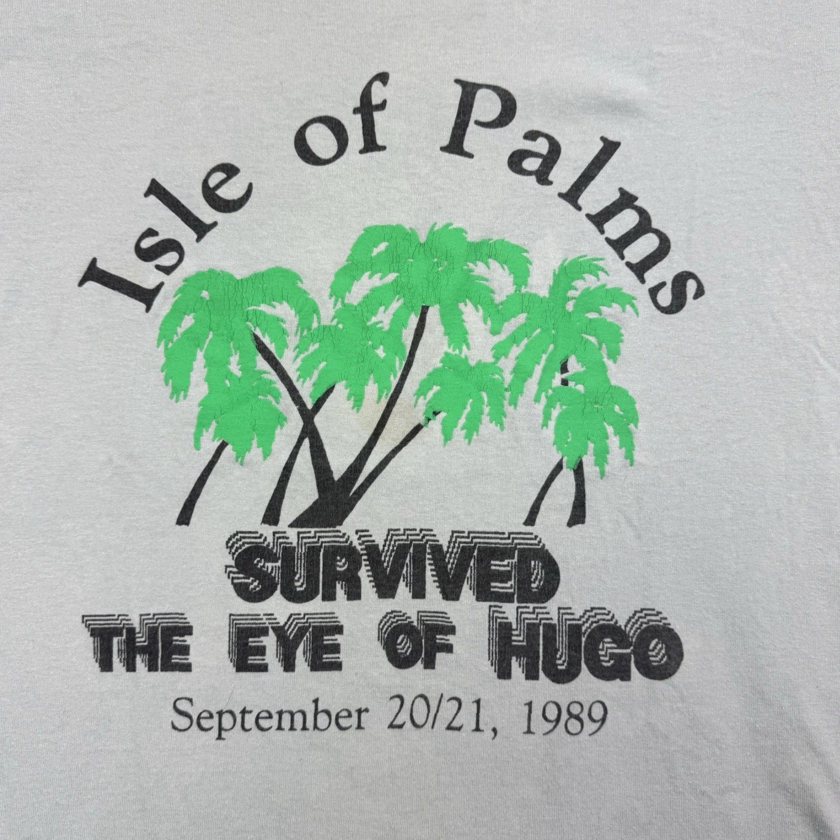 Vintage VINTAGE Hurricane Hugo T Shirt Men Large Gray 80s Storm I Survived Isle Of Palms Screen Stars Size US L / EU 52-54 / 3 - 2 Thumbnail
