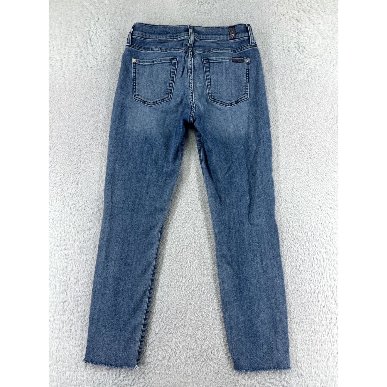 7 For All Mankind 7 For All Mankind Jeans Women 24 Blue Denim Skinny Mid Rise Raw Hem Cotton Blend Size 42" / US 20 - 2 Thumbnail