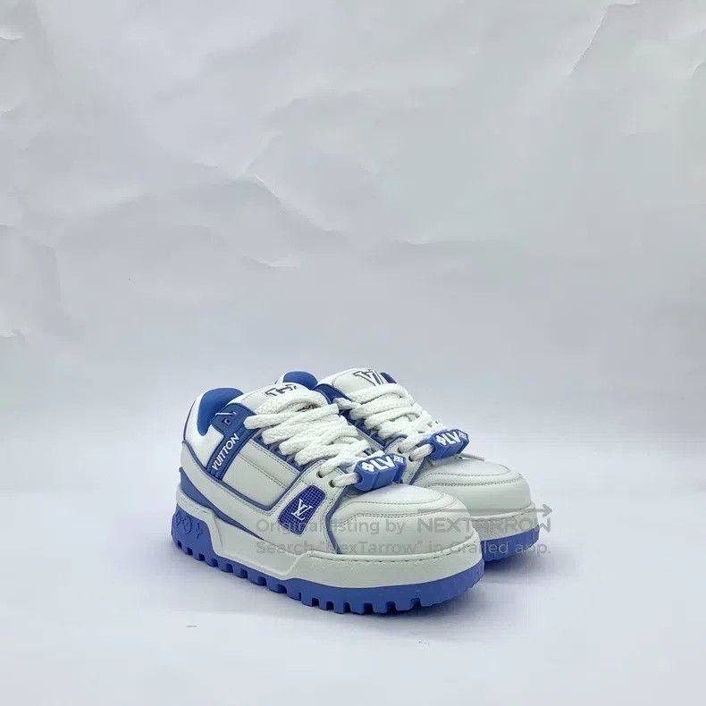 Louis Vuitton Louis Vuitton Trainer Maxi Blue and White Color-Block Logo Size US 5 / EU 37 - 2 Thumbnail