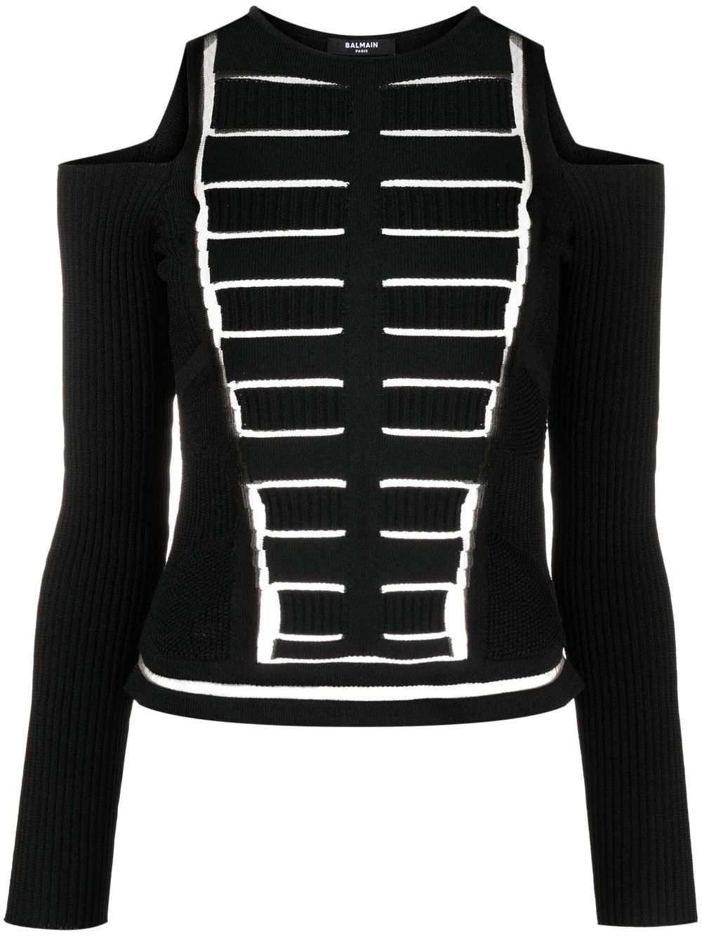 o1srvl11e1123 Cold Shoulder knitted Top in Black