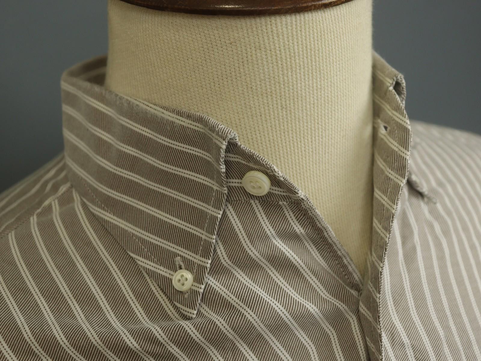 Ermenegildo Zegna Zegna Brown Striped Chest Pocket Button Down Shirt Size L Size US L / EU 52-54 / 3 - 5 Thumbnail