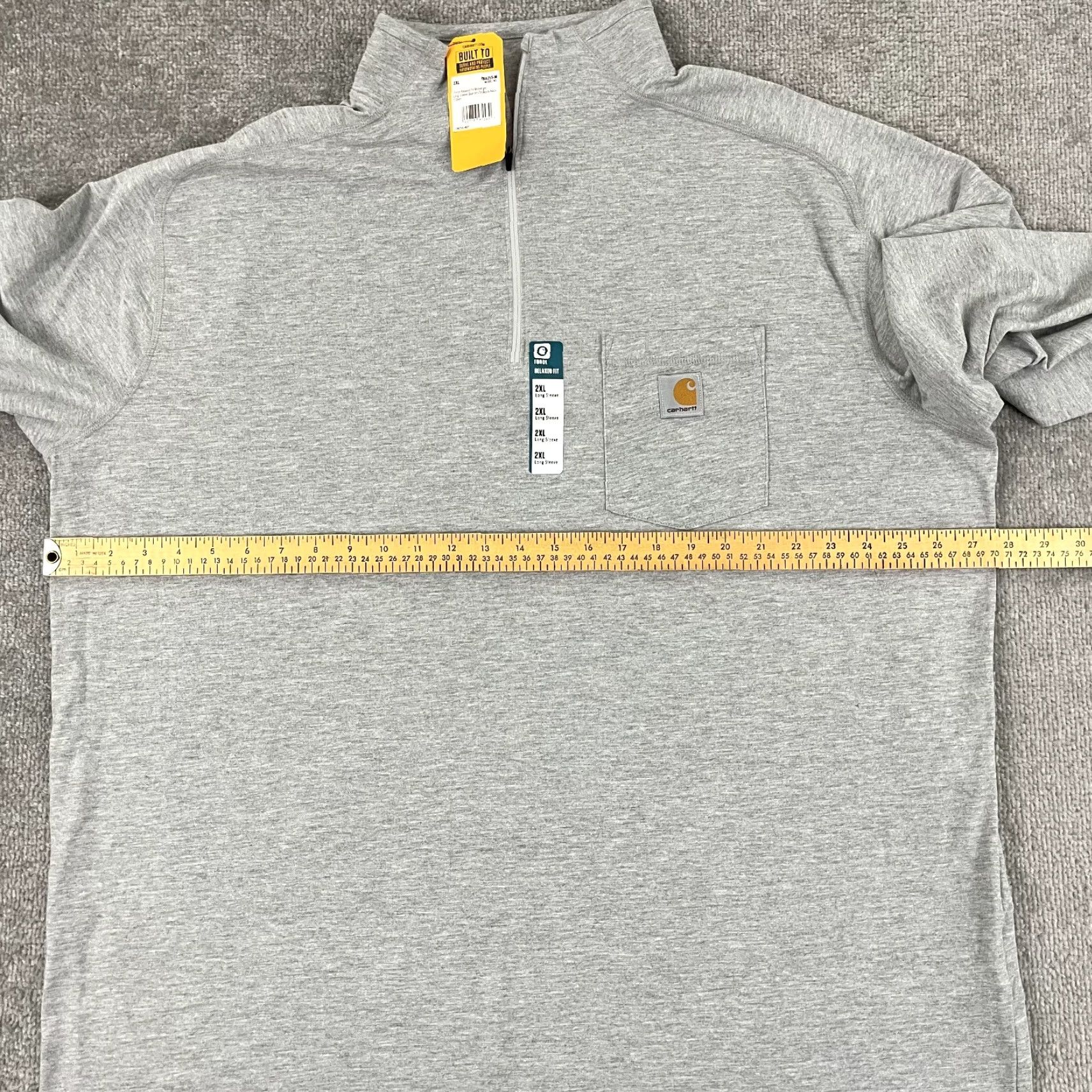 Carhartt Carhartt Force Men 2XL Gray Relaxed Midweight Quarter Zip Mock Neck T-Shirt Long Size US XXL / EU 58 / 5 - 7 Thumbnail