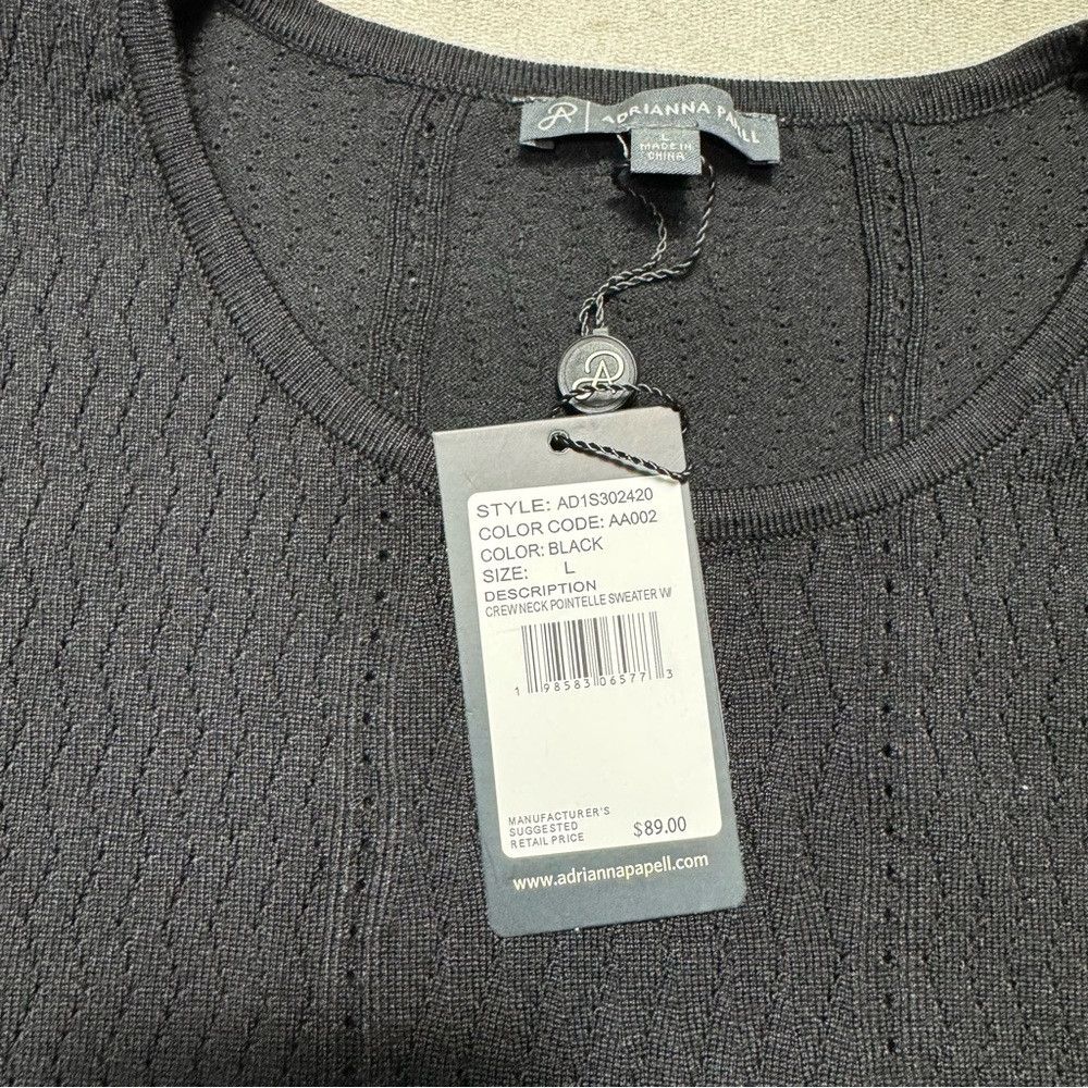 Adrianna Papell NWT New $89 Adrianna Papell Pointelle Knit Short Chiffon Sl Size L / US 10 / IT 46 - 7 Thumbnail