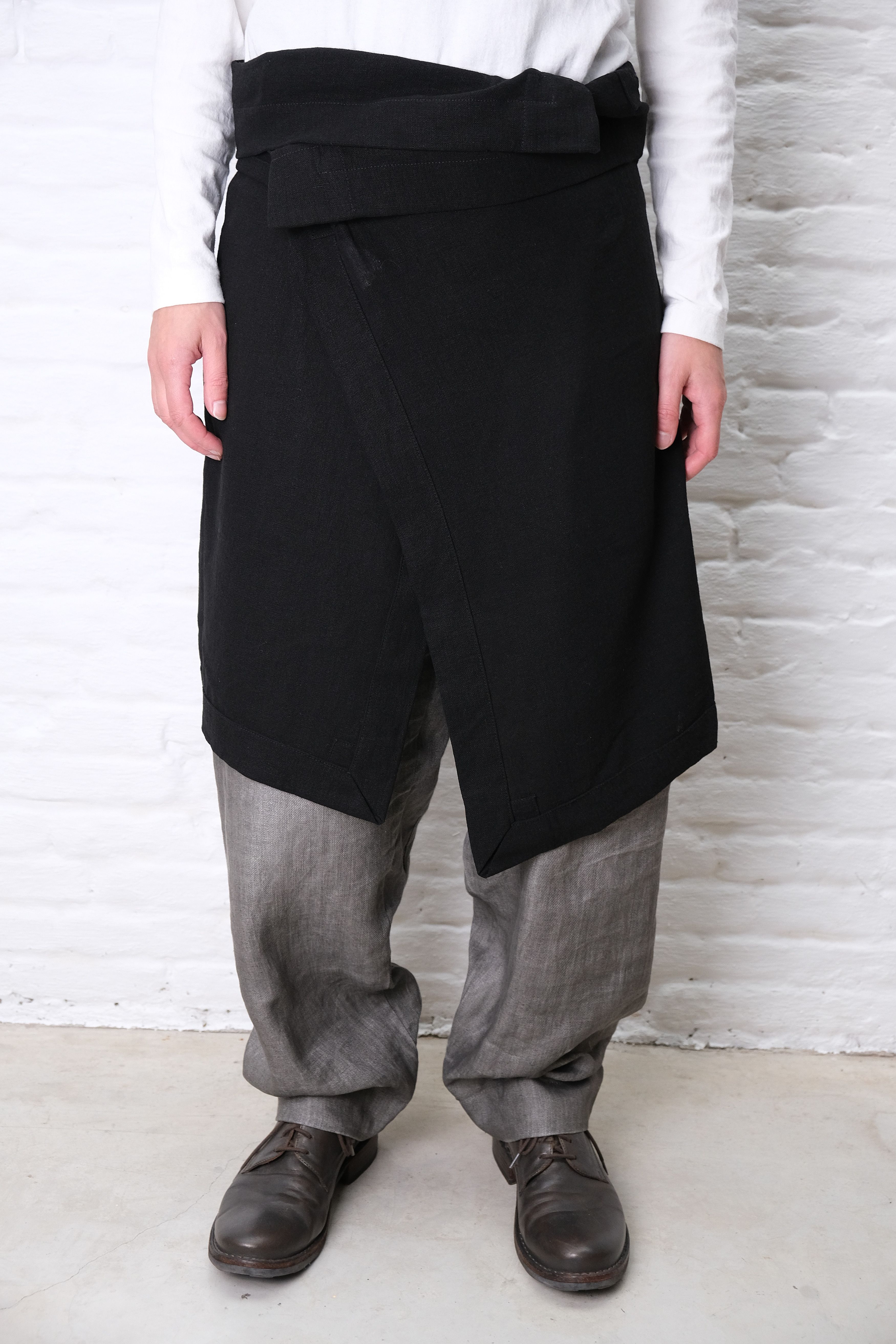 Pre-owned Jan-jan Van Essche Black Linen Apron Skirt