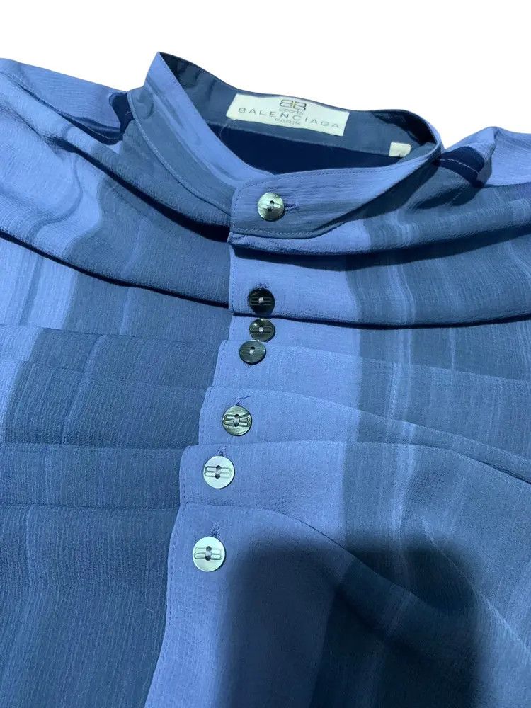 Balenciaga Vintage Balenciaga mandarin crinkle shirt Size US XL / EU 56 / 4 - 3 Thumbnail