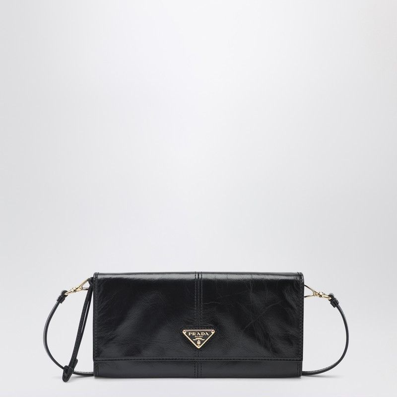 Prada Prada Black Leather Wallet With Shoulder Strap Size ONE SIZE - 1 Thumbnail