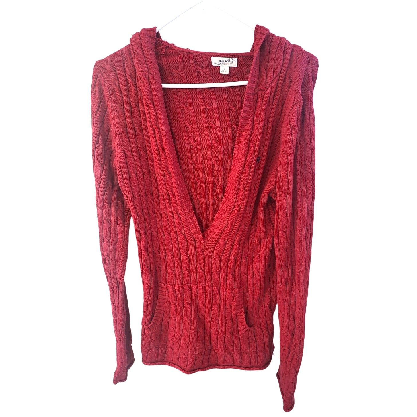 Old Navy Vintage Old Navy Red Perfect Fit Hood Sweater w/ Front Pocke Size L / US 10 / IT 46 - 1 Thumbnail