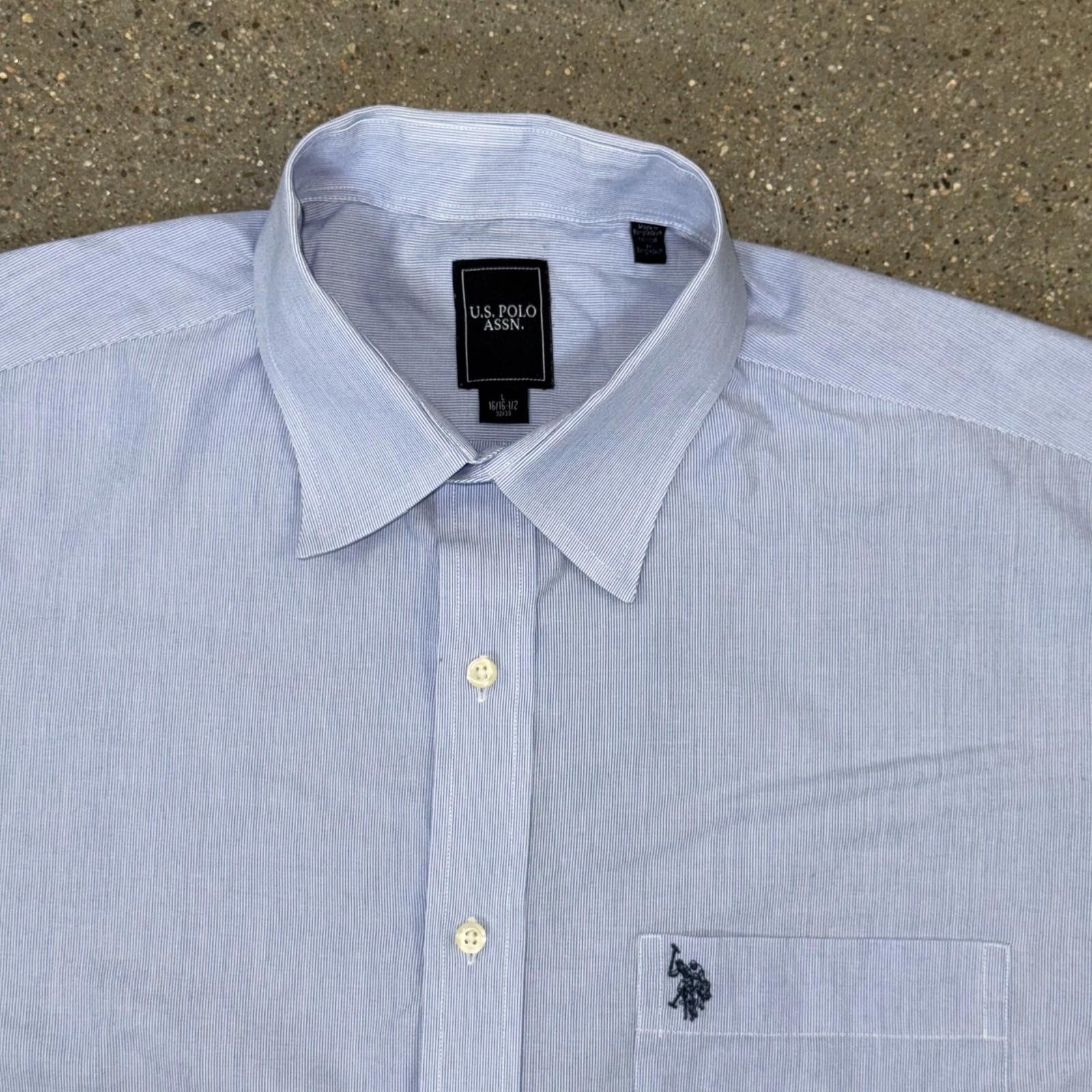 U.S. Polo Assn. US Polo Assn Shirt Mens L Blue Button Down Long Sleeve Logo Size 42R - 3 Thumbnail