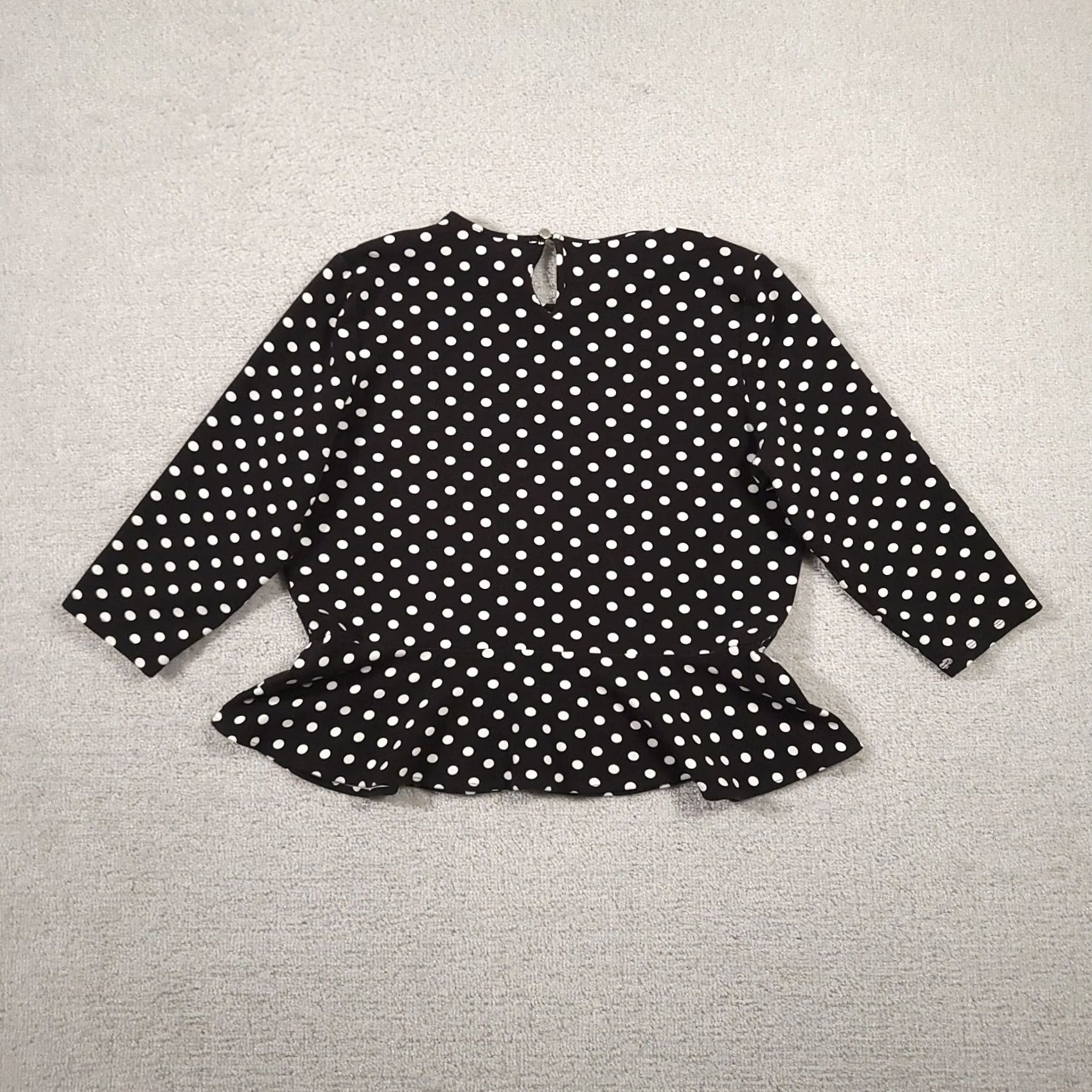 Ralph Lauren Lauren Ralph Lauren Shirt Women's XL Black Polka Dot Crew Neck Stretch Regular Fit, 3/4 Sleeve, Blouse Size XL / US 12-14 / IT 48-50 - 7 Thumbnail
