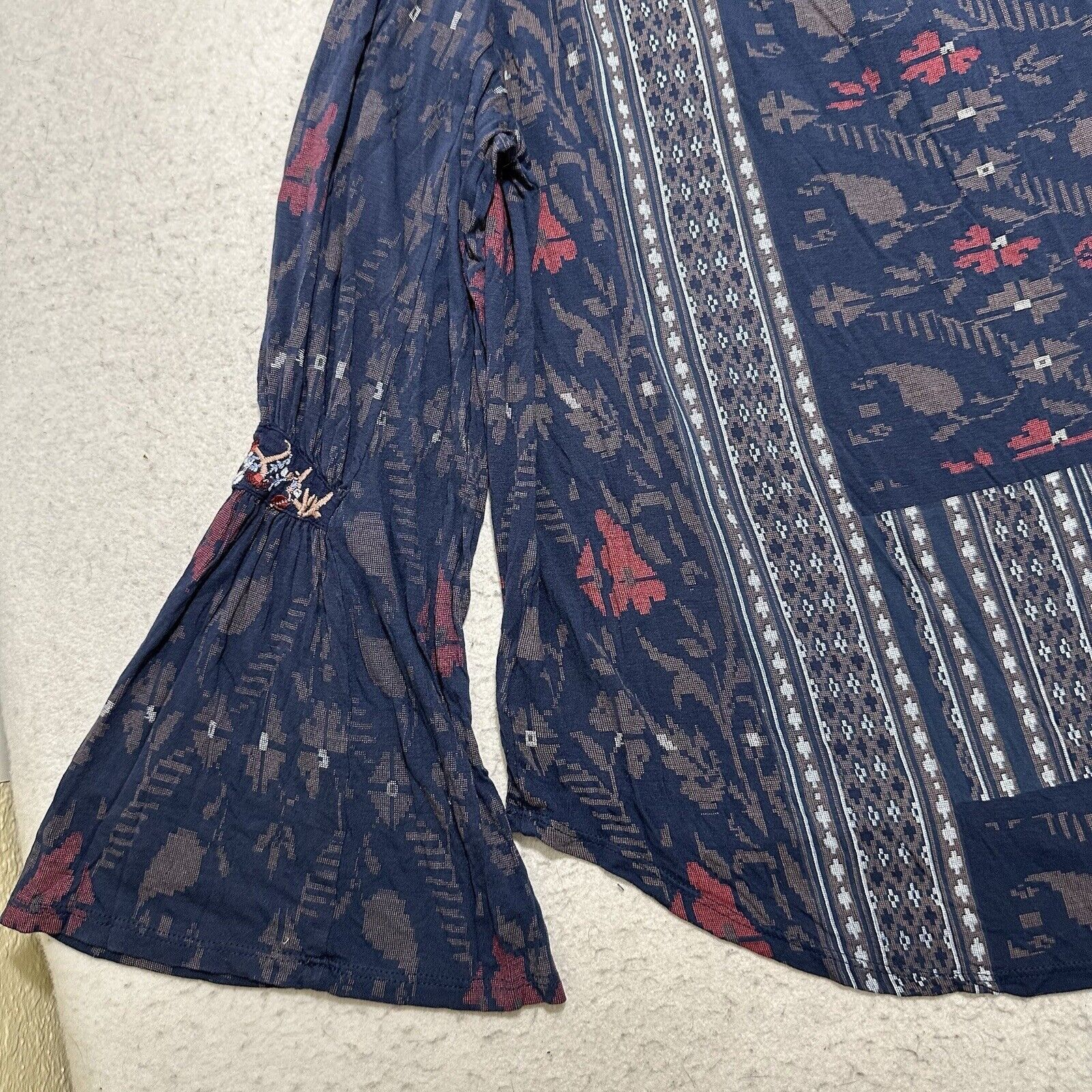 Lucky Brand Lucky Brand Medium Bell Sleeve Blouse Boho Floral Stripe Top Size M / US 6-8 / IT 42-44 - 15 Thumbnail