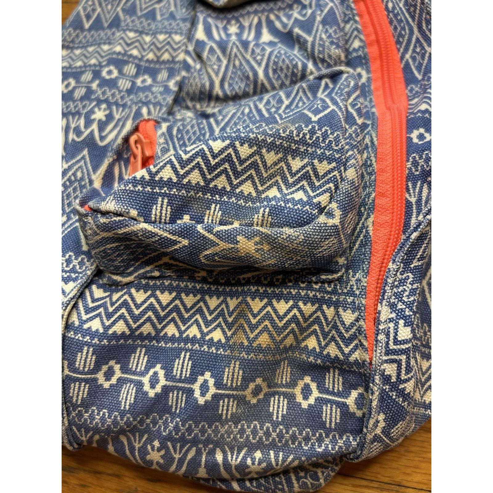 KAVU KAVU Rope Sling Bag Womens Blue White Aztec Pattern Backpack Size ONE SIZE - 2 Thumbnail