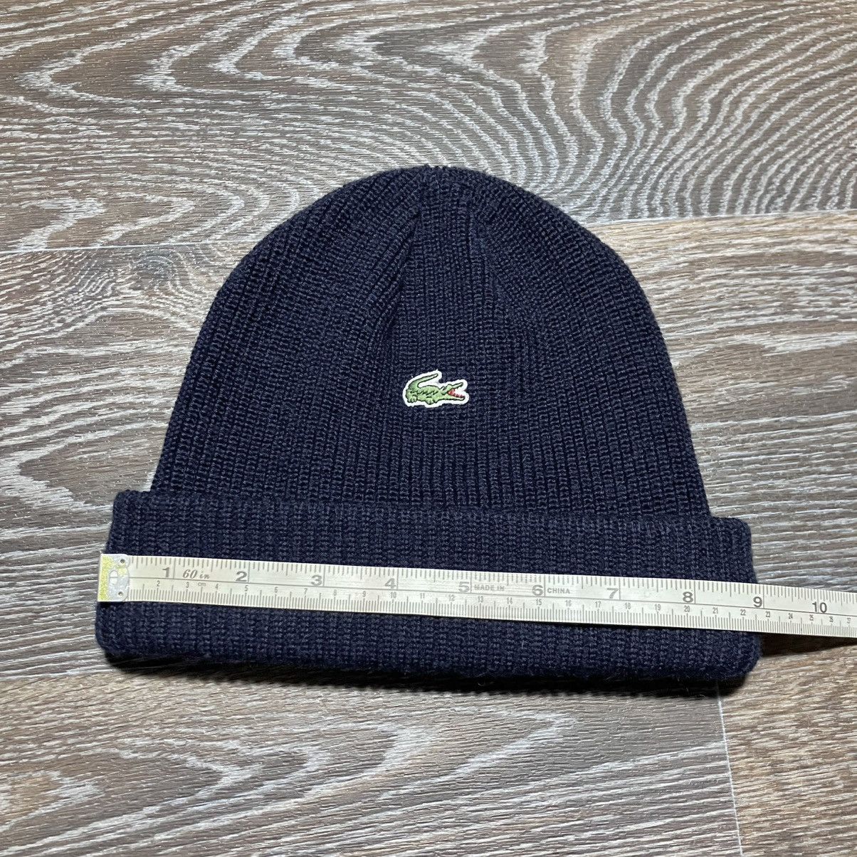 Lacoste Vintage LACOSTE Double Cuff Wool Hat Navy Blue Size ONE SIZE - 3 Thumbnail