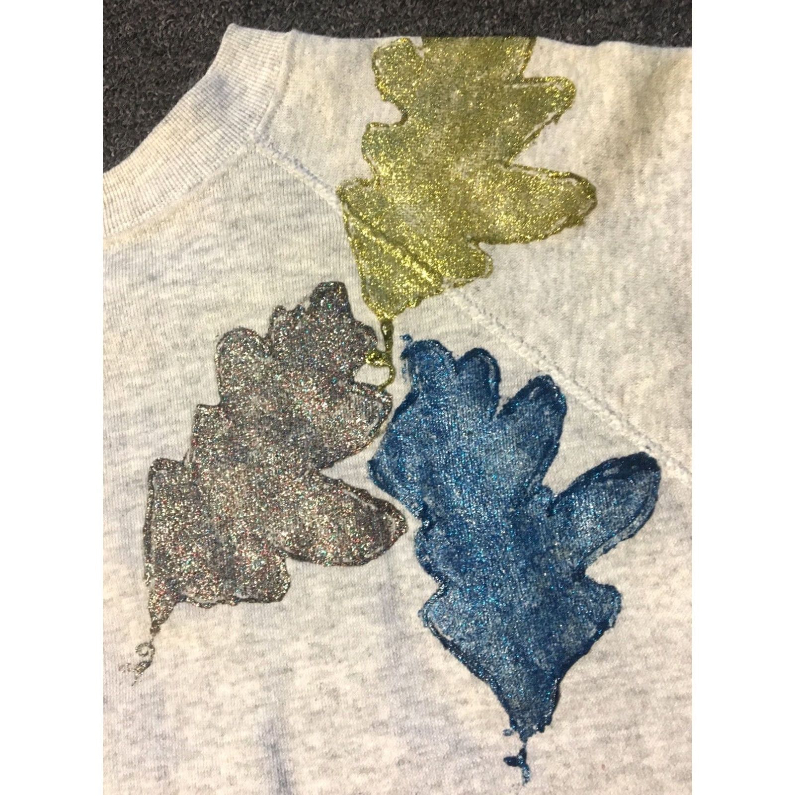 Tultex VINTAGE 80s Glitter Flowers Sweatshirt XL Tultex Gray USA Made Size US XL / EU 56 / 4 - 2 Thumbnail