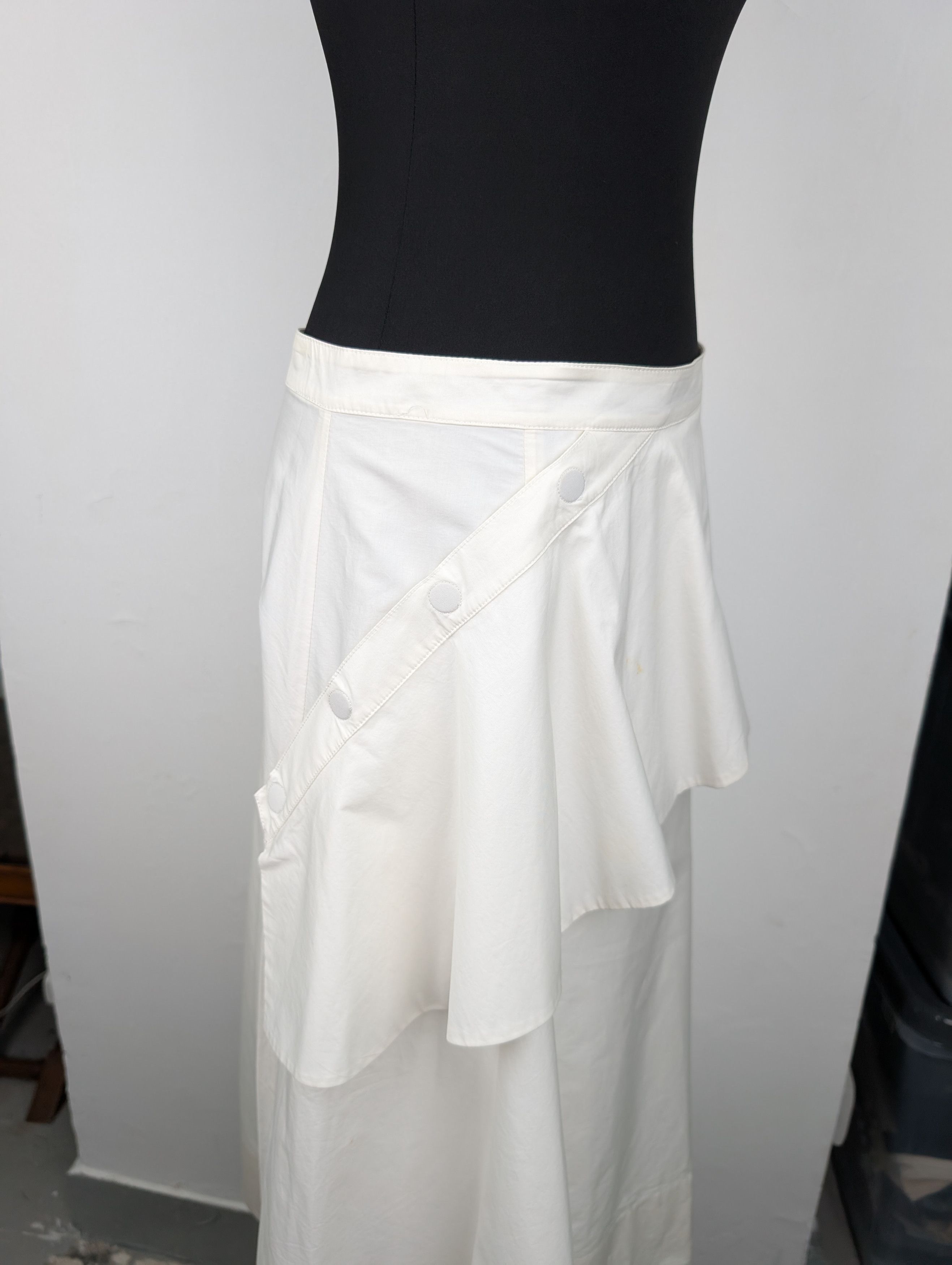 3.1 Phillip Lim White Midi Skirt With Ruffles Wrap And Uneven End Size 26" / US 2 / IT 38 - 4 Thumbnail