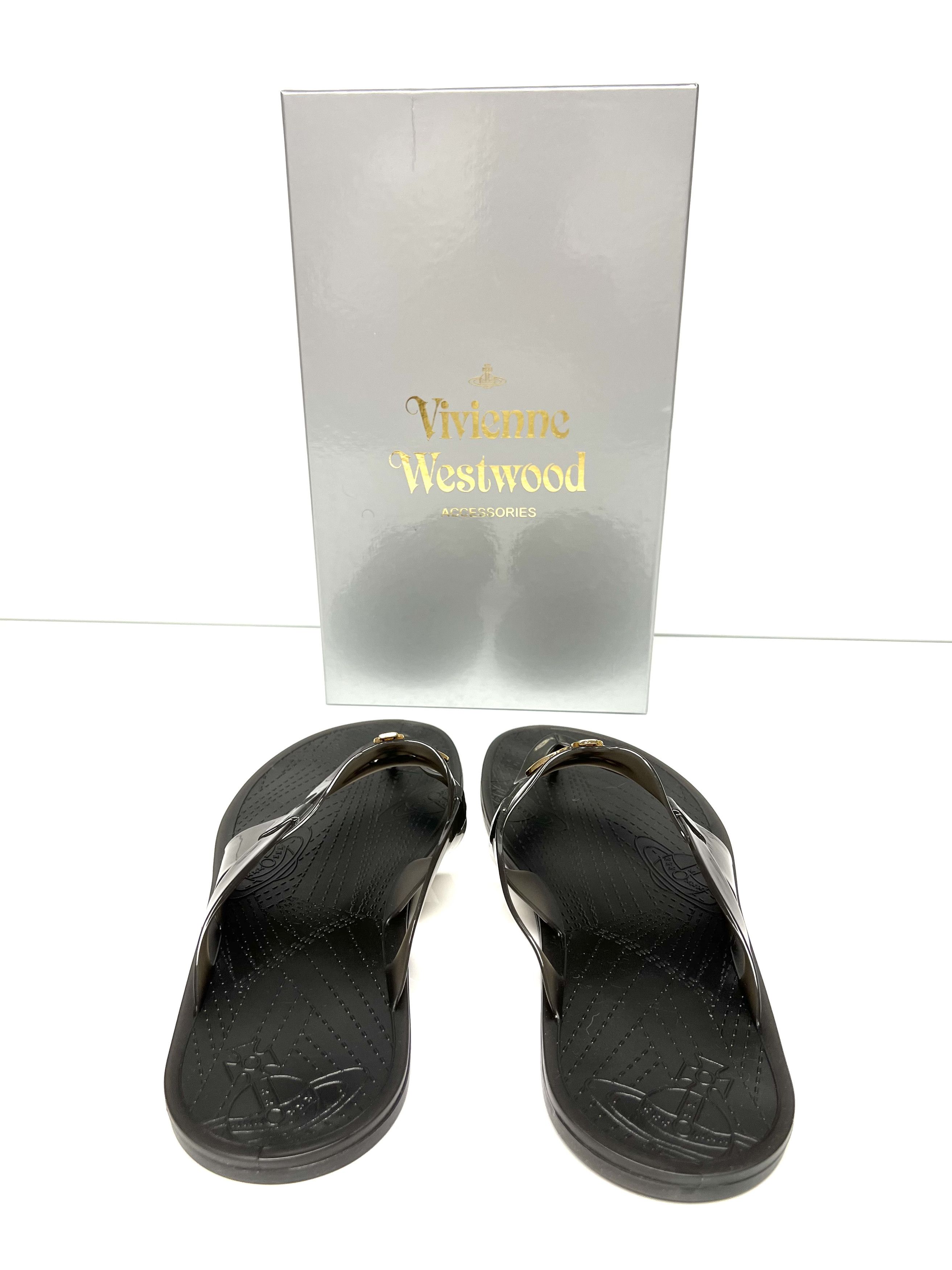 Vivienne Westwood NEW, VIVIEENE WESWOOD UNISEX BLACK FLIP FLOPS, SS13 Size US 11 / EU 44 - 10 Thumbnail
