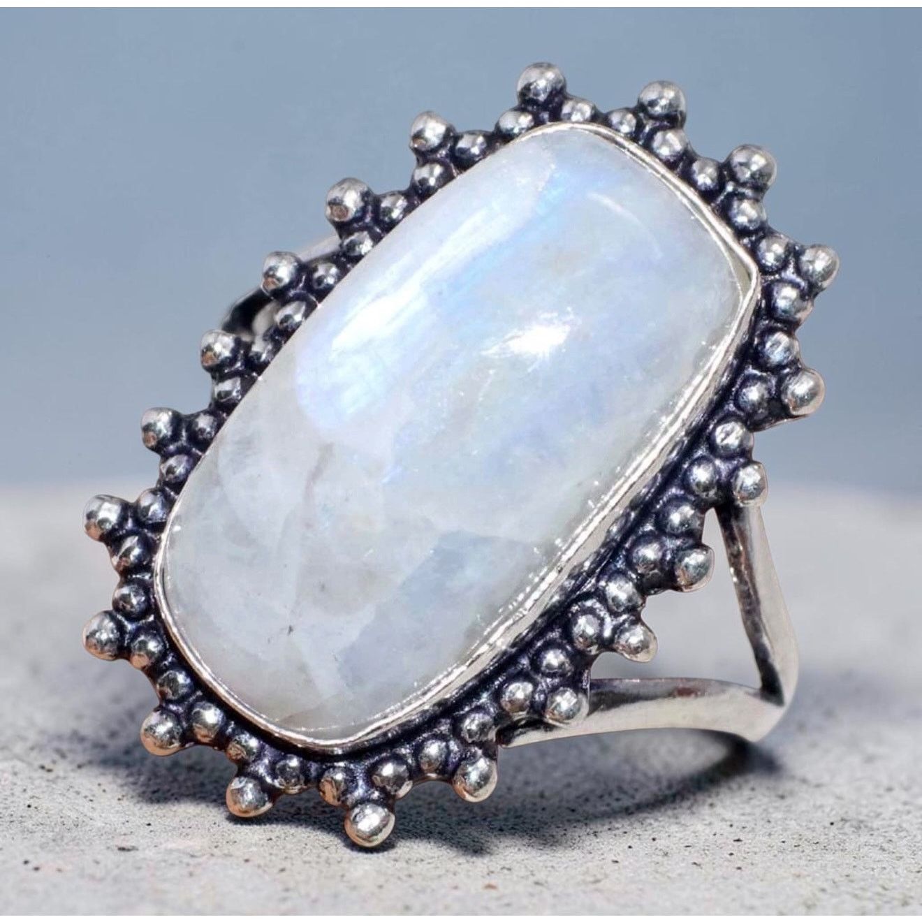 The Unbranded Brand Rainbow Moonstone 925 Silver Overlay Ring Size 9 Size ONE SIZE - 3 Thumbnail