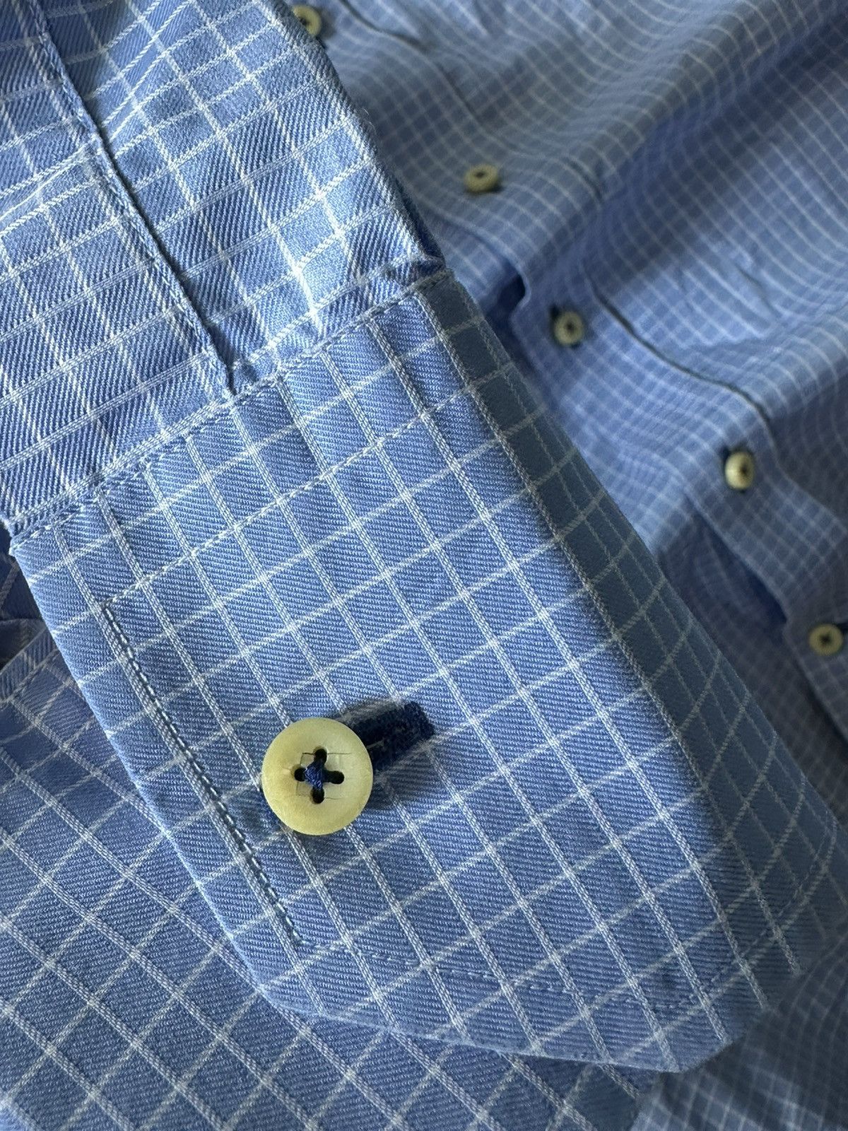 Designer × Strenstroms × Vintage Strenstroms Men 16 1/2 42 M Casual Shirt flannel white-blue Size US L / EU 52-54 / 3 - 8 Thumbnail