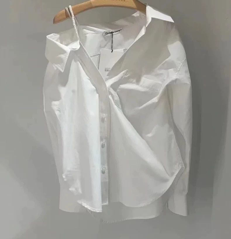 Alexander Wang Alexander Wang Women's Off-shoulder Cotton Shirt Size L / US 10 / IT 46 - 1 Thumbnail