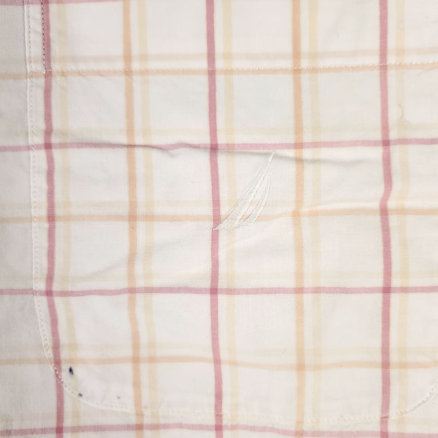 Nautica Nautica Shirt Mens XL Beige Red Check Button-Up Short Sleeve Casual Office Wear 100% Cotton Adult Mens Size US XL / EU 56 / 4 - 2 Thumbnail
