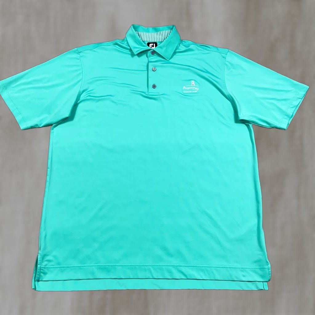 Footjoy FootJoy Polo Shirt Men XL Green Performance Wicking Prospect Bay Country Club Size US XL / EU 56 / 4 - 1 Thumbnail