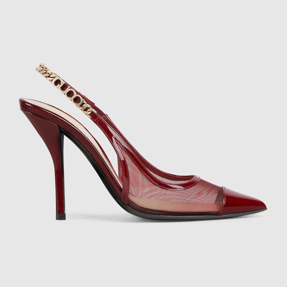 gucci signoria slingback pump mesh in burgundy