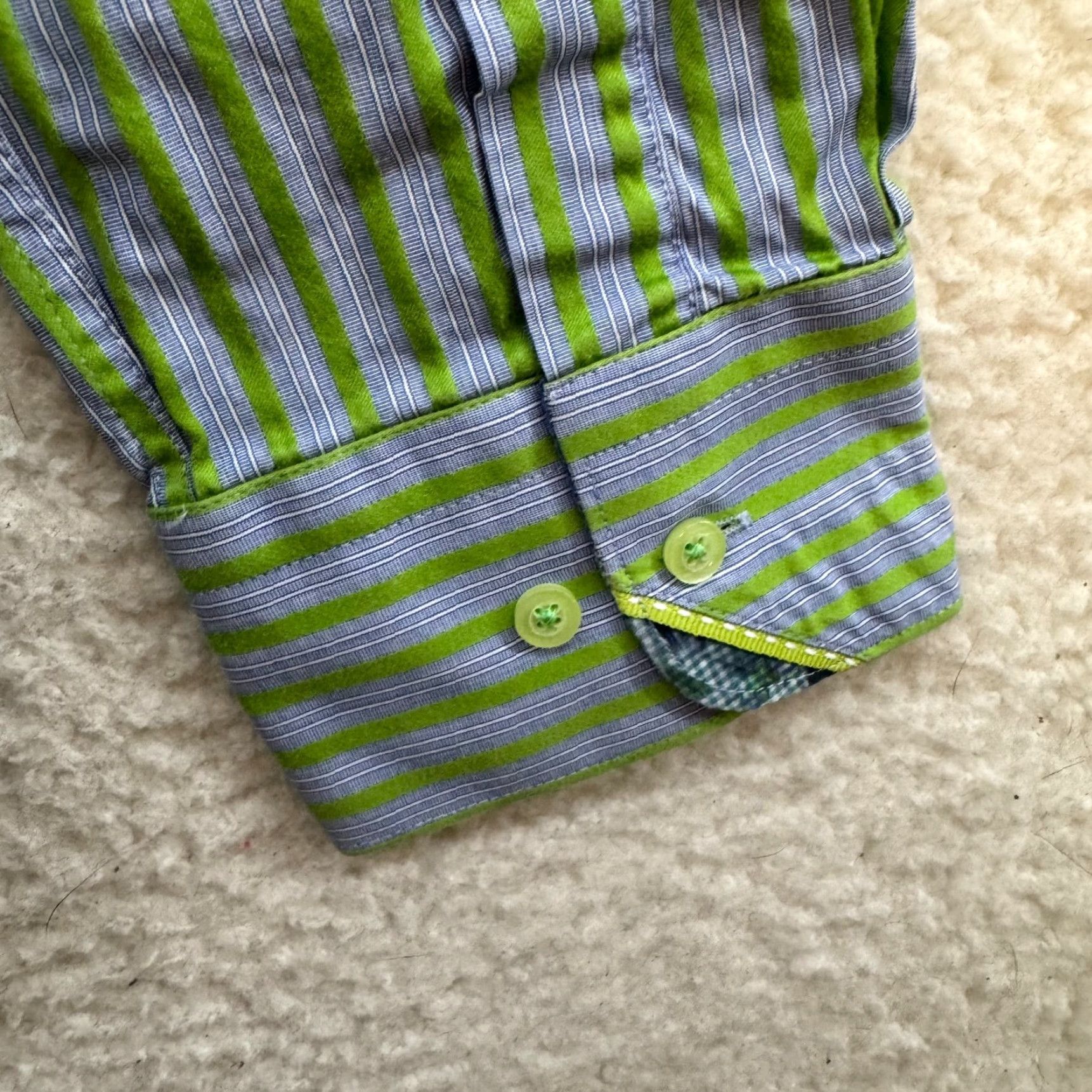 Luchiano Visconti VINTAGE Visconti Black Button Down Shirt XL Mens Blue Green Vertical Stripe Collared Button-Up Long Sleeve Mens XL Blue Striped Shirt Size US XL / EU 56 / 4 - 4 Thumbnail