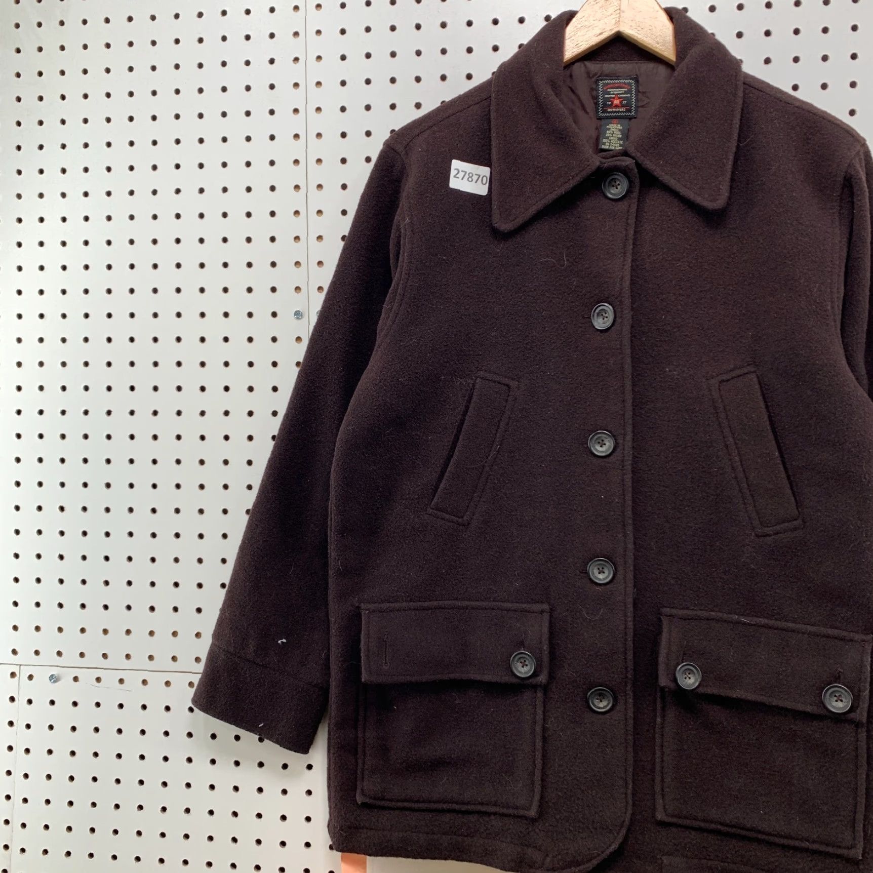American Eagle Outfitters American Eagle Wool Coat Womens Small Brown Jacket Women's Wool Coat Pea Coat Collared 21.5X29.5 Regular Size Type: Regular Size S / US 4 / IT 40 - 3 Thumbnail