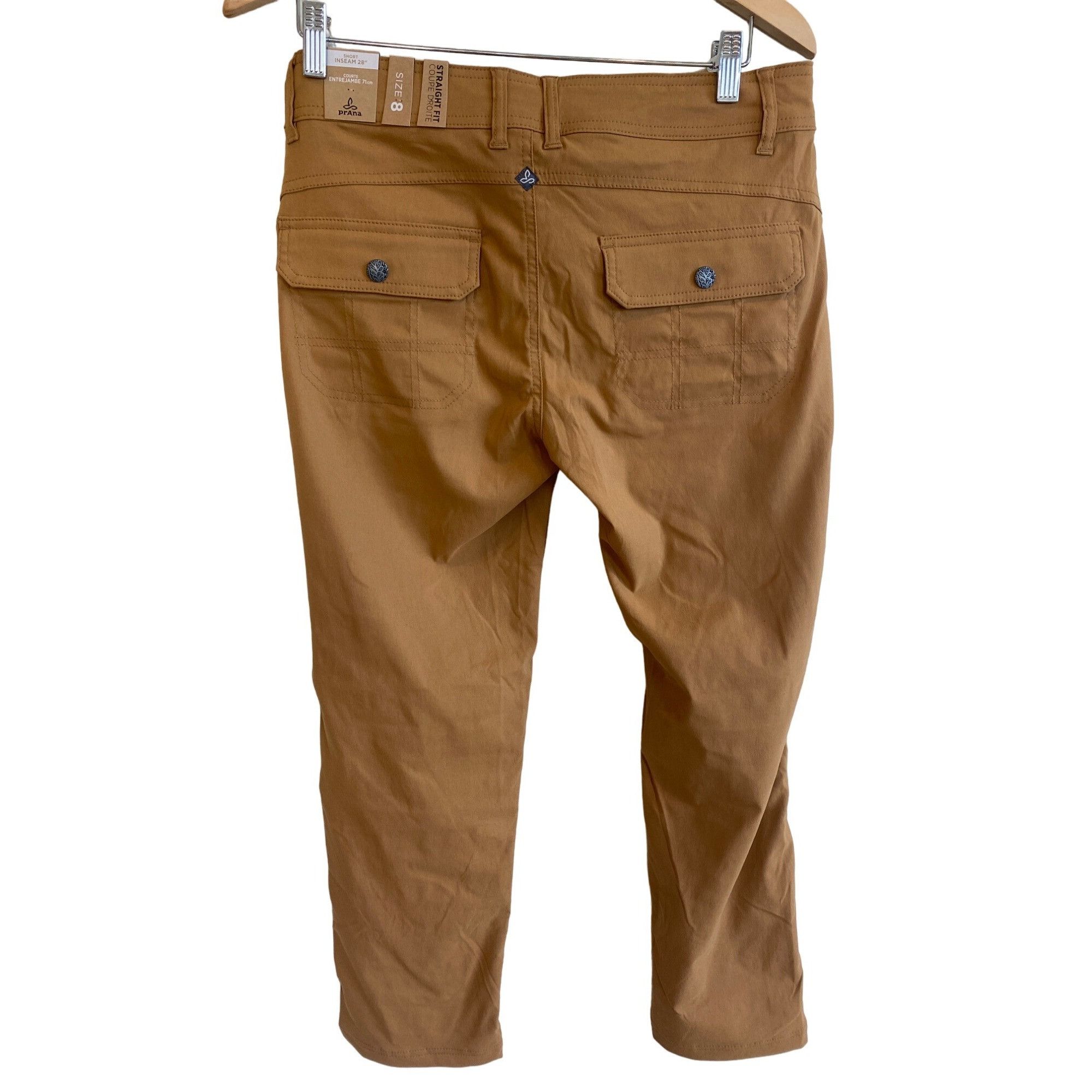 Prana NWT PrAna Halle Pants Women's 8 Short Tan Snap Roll Up Quick Size 30" / US 8 / IT 44 - 5 Thumbnail