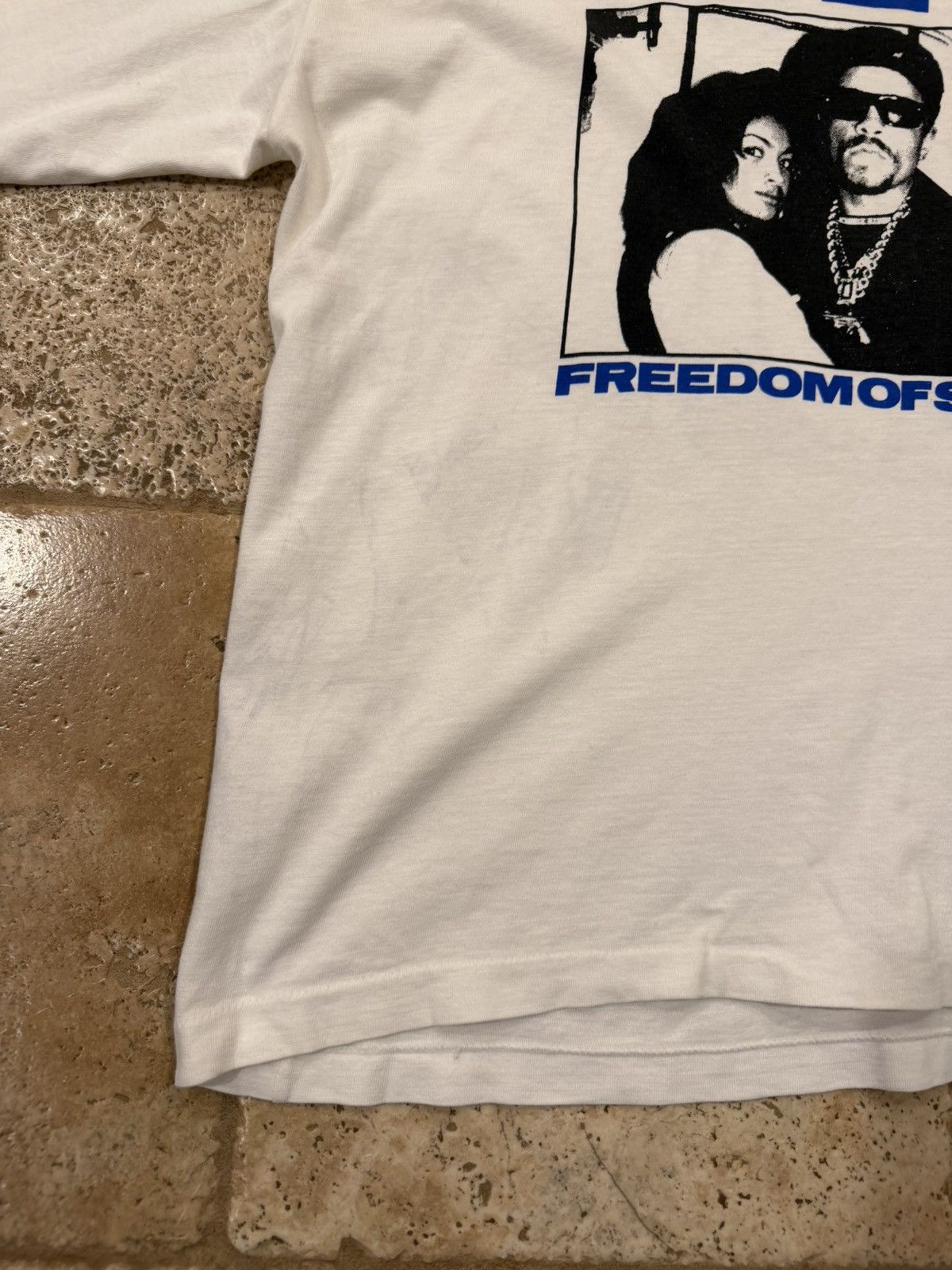 Vintage Vintage Ice-T Freedom of Speech 90’s White LS Hoodie T-Shirt Size US L / EU 52-54 / 3 - 5 Thumbnail