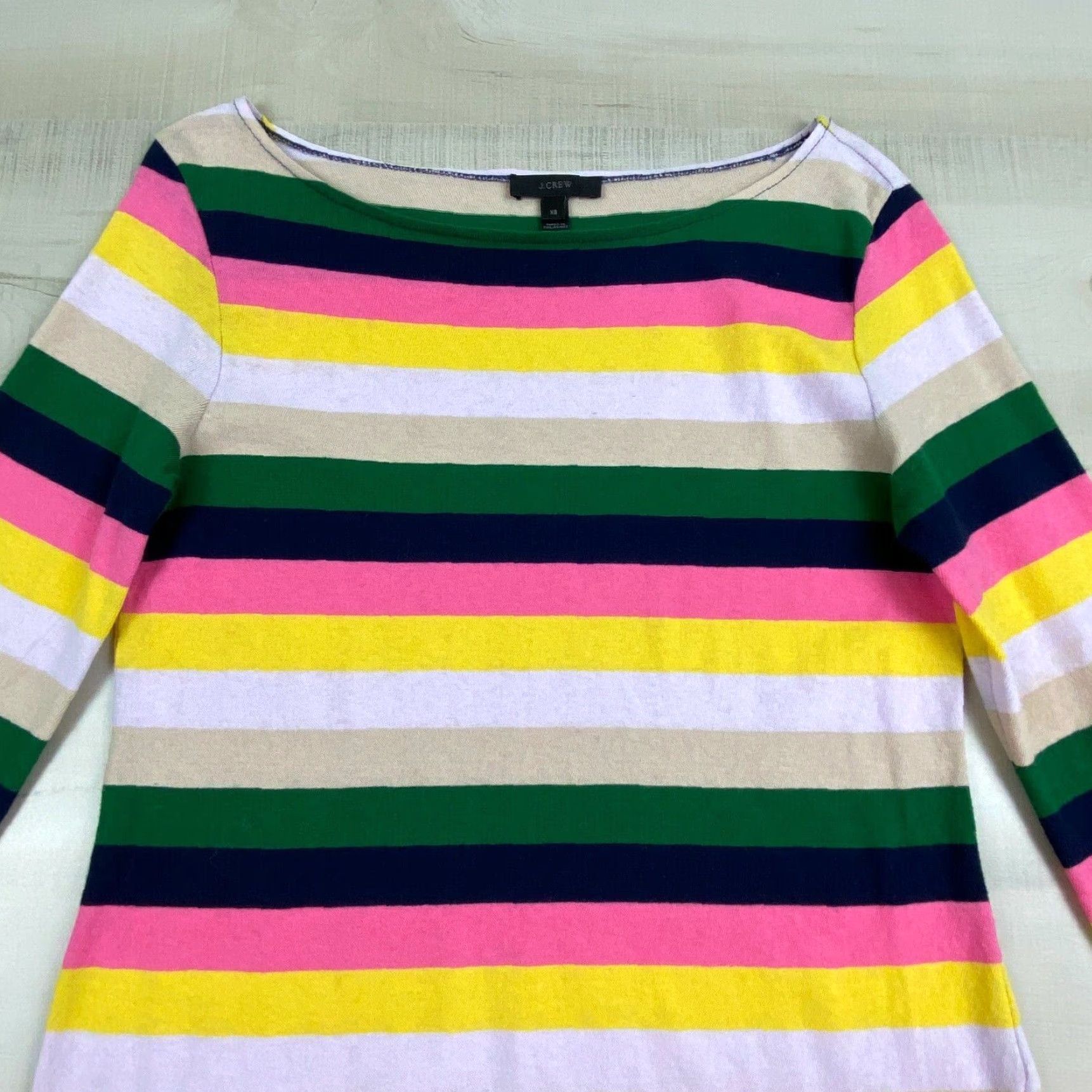 J.Crew J.Crew Womens Striped Boatneck Sweater XS Multicolor 100% Cotton Soft Ladies Size XS / US 0-2 / IT 36-38 - 2 Thumbnail
